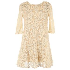 FREE PEOPLE Miles of Lace Full Lace Mini Dress Cotton Lined